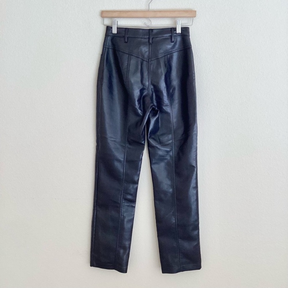 Aritzia Wilfred Black Vegan Leather Straight Leg Pants SZ 0 - Picture 2 of 4